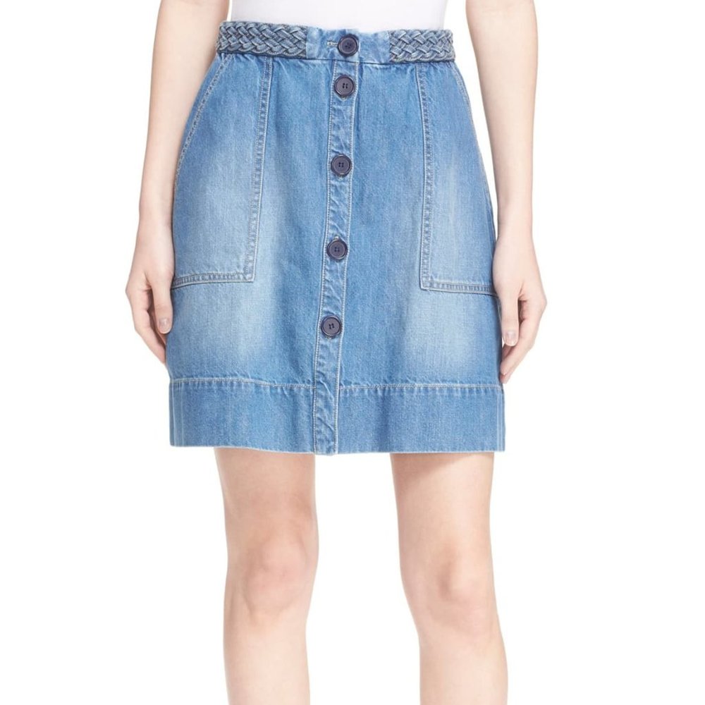 New JOIE Denim Skirt with Braided Waistband (30)